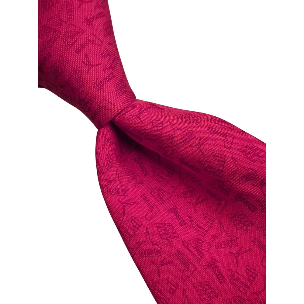 Vineyard Vines Mens CERAWeek Energy Industry Silk Tie Red Novelty Print USA Made